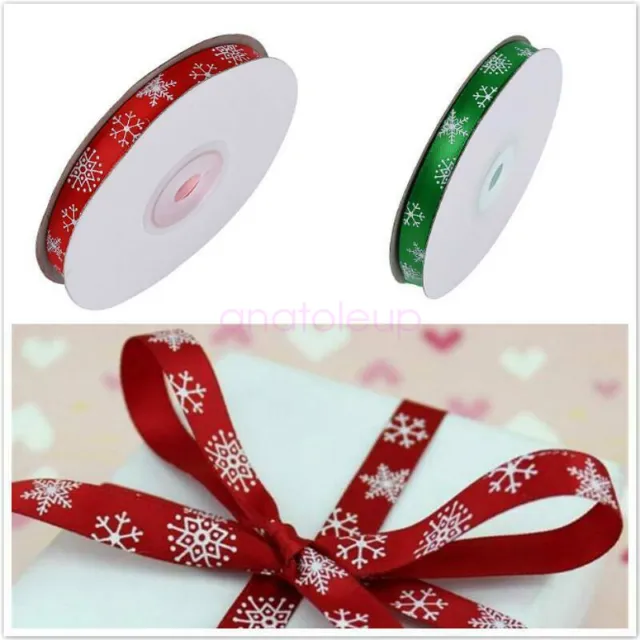 25Yard Christmas Grosgrain Package Ribbon Roll Yard for Gift Wrapping Xmas Decor
