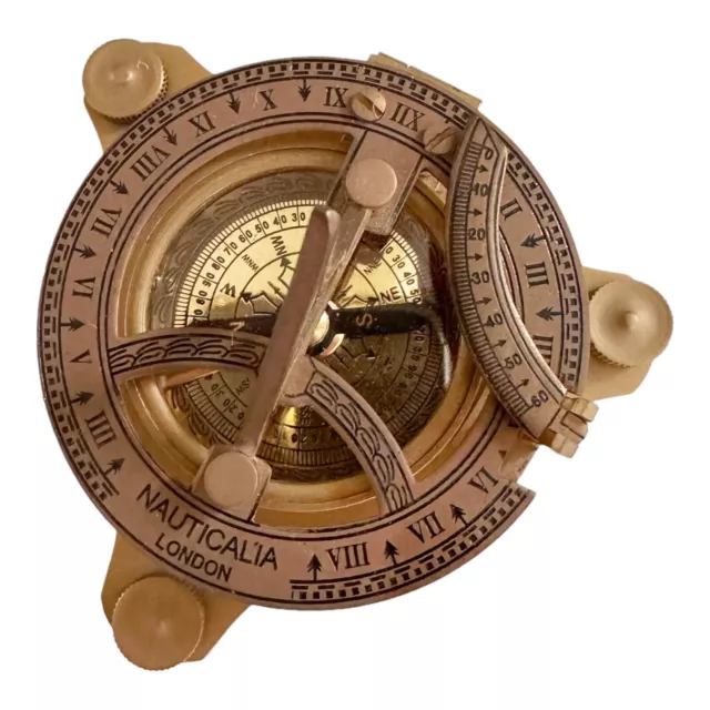 Vintage Marine Antique Style Brass Sundial Compass Nautical London Decor Gift