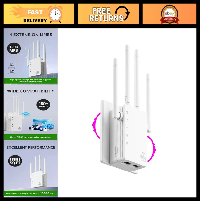 Nelawya Antenna WiFi Dual Band 2.4GHz 5GHz 5.8GHz 8dBi RP-SMA maschio