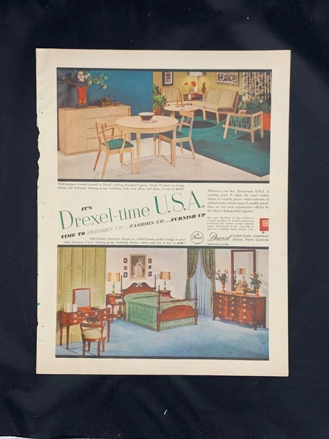 Magazine Ad* - 1954 - Drexel Furniture - Mid Century Modern - Precedent/Hampton