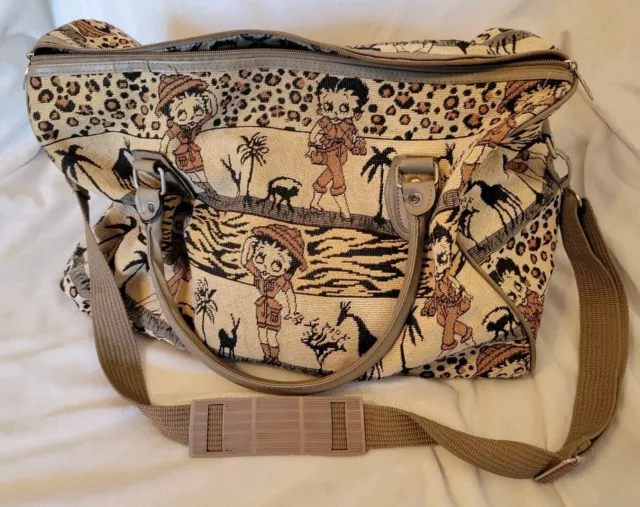 Vintage Betty Boop Safari Animals Africa Duffle Bag Day Bag