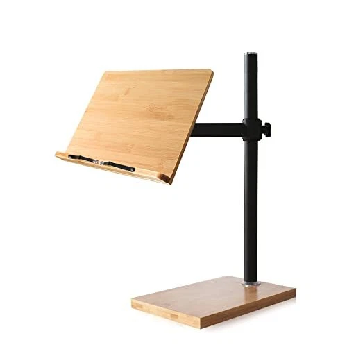 Book Stand Height Adjustable - Upright Bamboo Book Stand & Holder for Reading...
