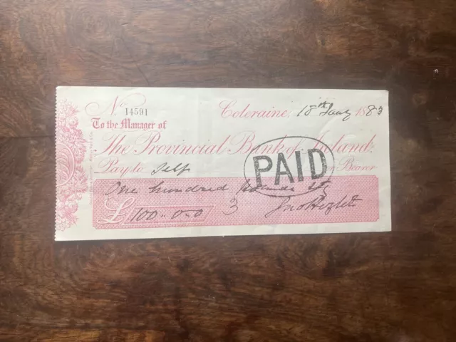 Antique Cheque Dated 18th July 1883