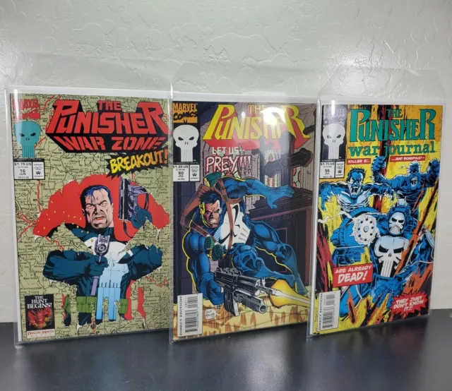 1993 The Punisher Marvel Comic Books lot, War Journal 56 Warzone 16 Punisher 80