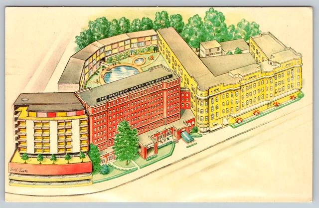 c1960s Majestic Hotel Baths Hot Springs Arkansas Vintage Postcard