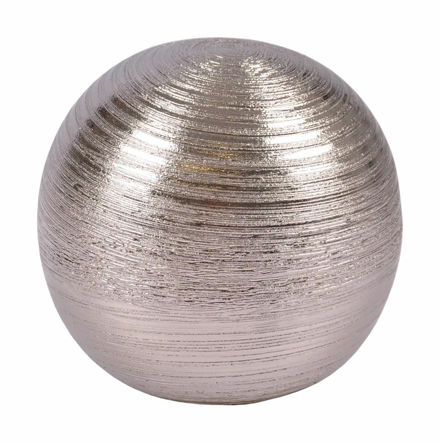 Sfera Decorativa IN Ceramica Argento 12,5cm Decorazione Tavolo D'Argento Statua
