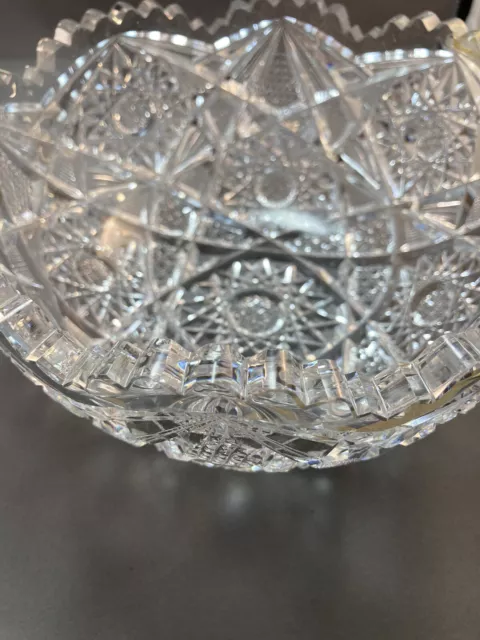 Vintage American Brilliant Cut Glass Bowl some Rim damage 4