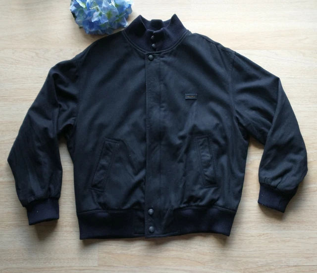 PAUL & SHARK Yachting Bomber Jacket Wool Blend Zip Black Men Sz.L Made in Italy