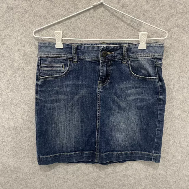 Just Jeans Womens Skirt Denim Mini Stretch Cotton Pockets Distressed Blue Sz 10