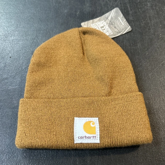 New With Tags Carhartt Youth Kids Beanie Stocking Hat Brown One Size Made In USA