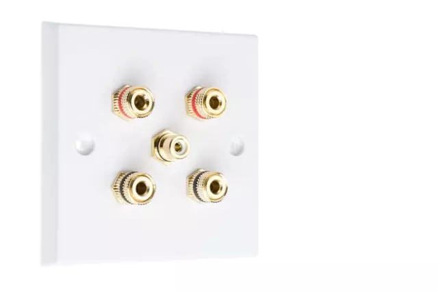 2.1 White Speaker Audio Wall Face Plate Solder-less