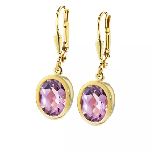 Paar 333 8 Karat Gelbgold Tropfen Ohrhänger Brisur Echt Amethyst Ohrringe 9201