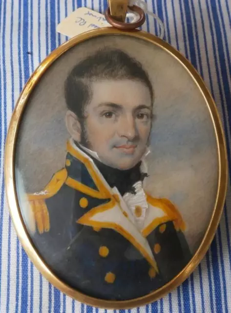 SUPERB GEORGIAN PORTRAIT MINIATURE of a HANDSOME YOUNG NAVAL OFFICER in UNIFORM