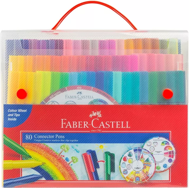 Faber-Castell Vibrant Connector Pen Colour Markers, Assorted – Pack of 80 NEW AU