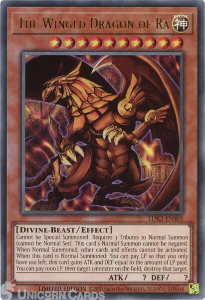 LDK2-ENS03 The Winged Dragon of Ra Ultra Rare Limited Edition Mint YuGiOh Card