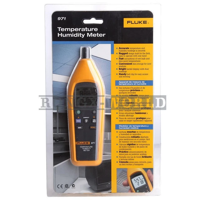 Fluke F971 Temperature Humidity Meter Psychrometer 99 Record Capacity