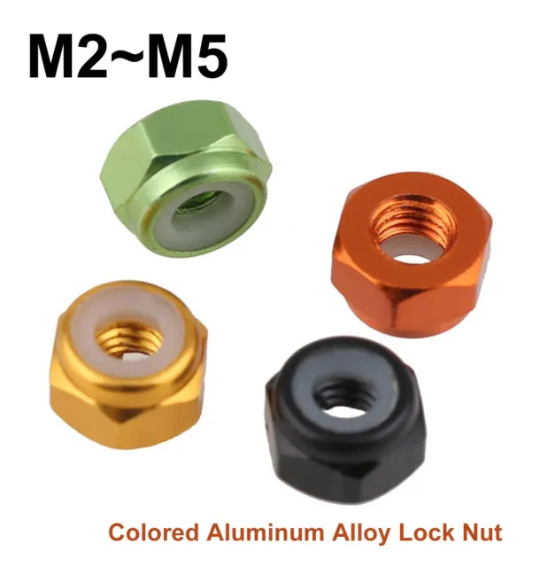 Nylon-Insert Locknuts Metric M2~M5 Colored Aluminum Alloy Nylon-Insert Locknuts
