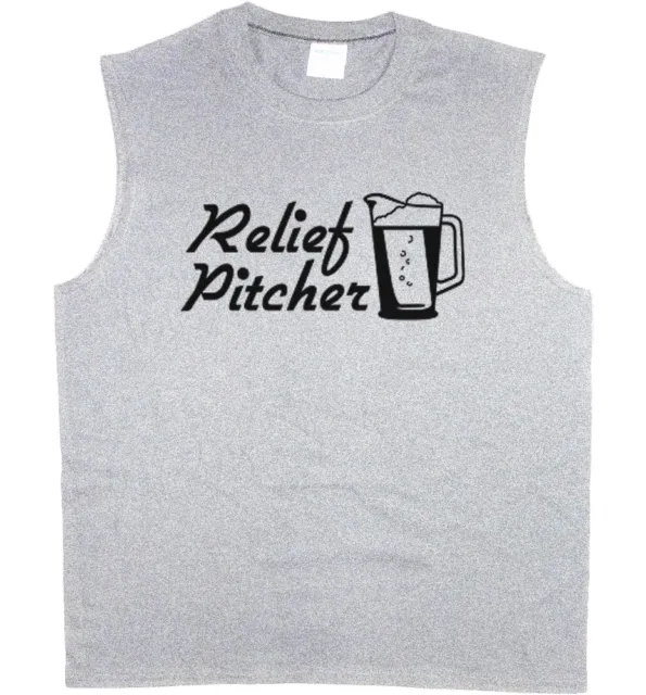 Men's sleeveless shirt funny saying beer baseball muscle tee tank top