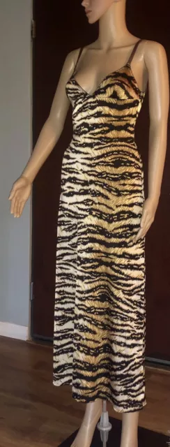 *DOLCE & GABBANA* Vintage Iconic 90's Tiger Print Slip Maxi Dress  IT 40/42