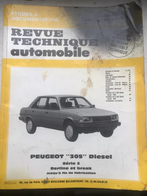 Revue technique automobile PEUGEOT 305 Diesel série 2 berline et break