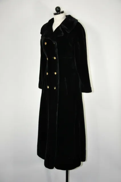 VTG 60S GLENSEA Black Plushy Faux Fur Long Maxi Teddy Bear Duster Coat ...