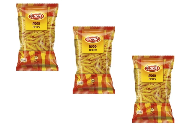 3X Pasta Penne Tubes Durum Wheat Kosher Israeli Product by Osem 500g