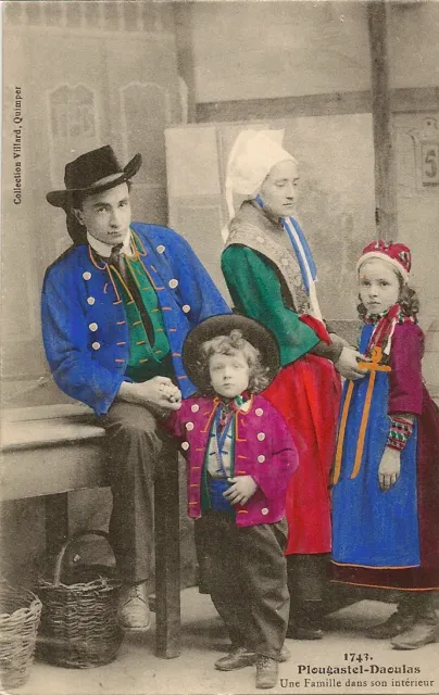 Plougastel-Daoulas Postcard A Family Inside Folklore Costume