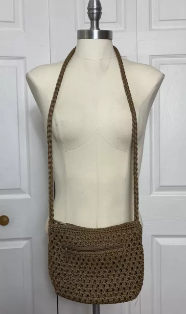 Lina Small Mocha Brown Crochet Handbag Purse Shoulder Bag Crossbody