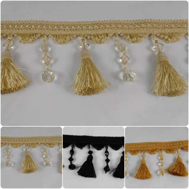 Penzance Beaded Tassel Fringe & Braid  Trimming Curtain