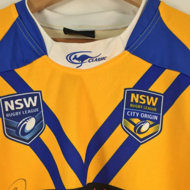 NSW Rugby League City Origin Jersey SIGNED Mens size L short sleeve 069948 3