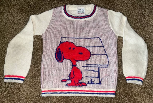 Vintage Good Sports SNOOPY Sweater May Knit pullover Infant Toddler SZ 2-4(?)