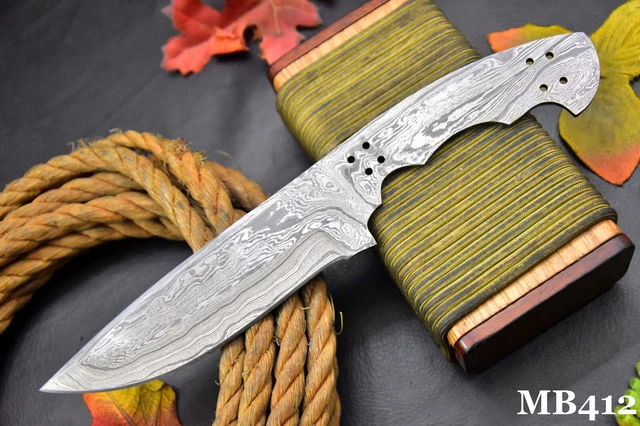 Custom San Mai 10.3"OAL Damascus Steel Blank Blade Hunting Knife Handmade (MB412
