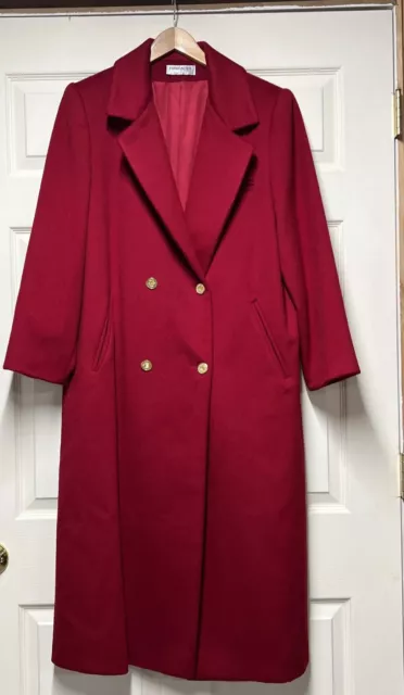 Vtg Forecaster Of Boston Women's Size 9/10 100% Wool Red Coat-Double Breasted