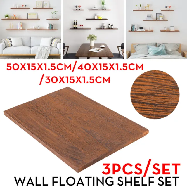 3Pcs/Set DIY Wall Floating Shelves Wood Board Shelf Display Decor Home Wall