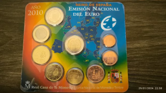 KMS Spanien 2010  , 1 cent-2 Euro  offiziellen Blister + 2 euro com - Low Price