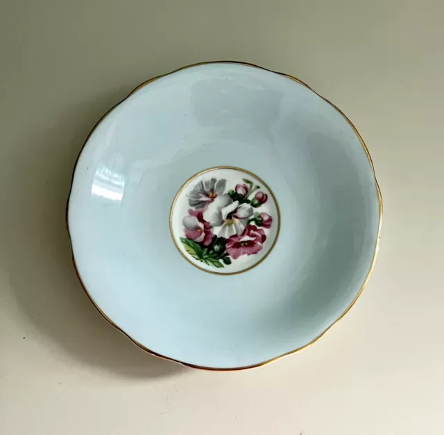 Vintage Fine Bone China England WINDSOR AQUA Saucer Only. Gold Trim 5.5” Mint!