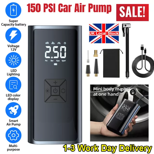 Rechargeable Car Air Pump Tire Inflator Portable Compressor Digital Cordless UK