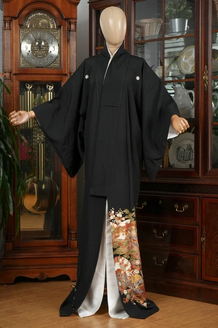 Dear Vanilla Japanese Silk Tomesode Kimono Women's Authentic Japan Made Vintage