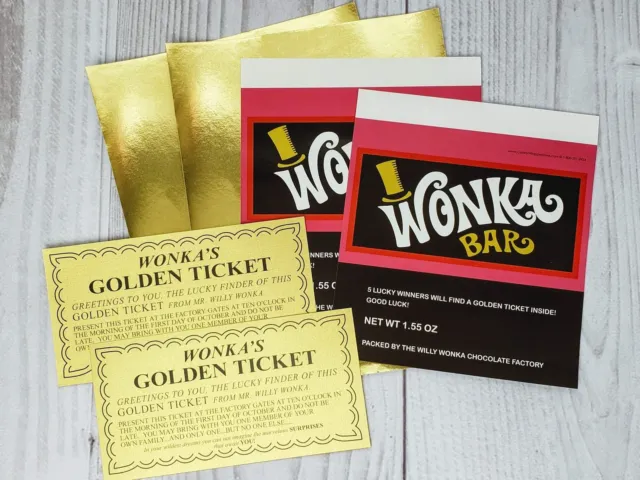 Envoltura de dulces de tamaño regular y boletos dorados - Paquete de 2 (caramelos no incluidos)