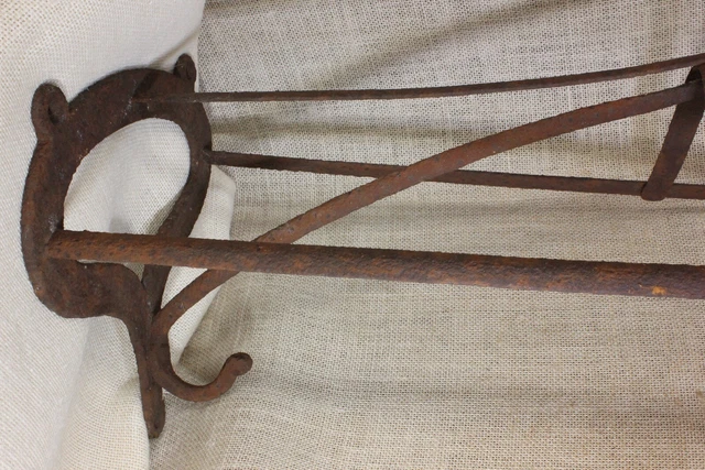 Old Saddle rack holder reversed bracket rustic iron English style rust barn find 5