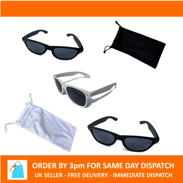 Classic Retro 80s Fashion Shades Sunglasses Black White Unisex Mens UV400