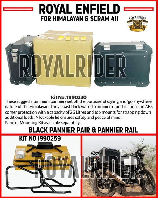 Genuine Royal Enfield Himalayan Pannier Rails – Black, With Trafficator Wiring, 18mm