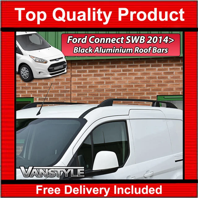FITS FORD TRANSIT Connect Swb 2014> Black Roof Rack Rails Bars Quality