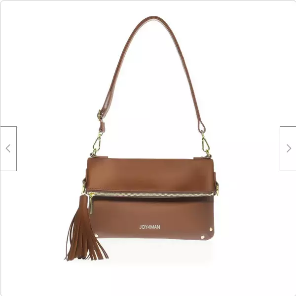 JOY & IMAN Tassel Chic Leather Crossbody with RFID Cognac