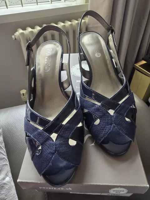 PAVERS LADIES SIZE 7 NAVY PATENT SANDALS Worn Once To Wedding 27.99 PicClick UK