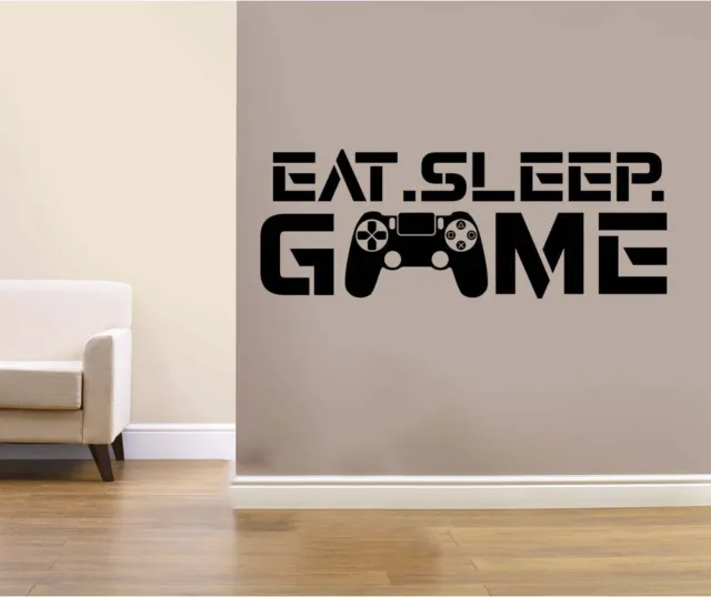 eat sleep game gioco gioco adesivo da parete camera bambini regalo decalcomania decorazione sala giochi esg6