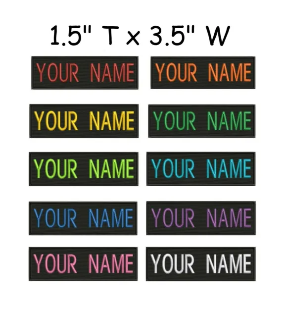 IRON-ON Custom Embroidered Name Patch, Name Tag,Name Badge Rectangular 1.5"x3.5"