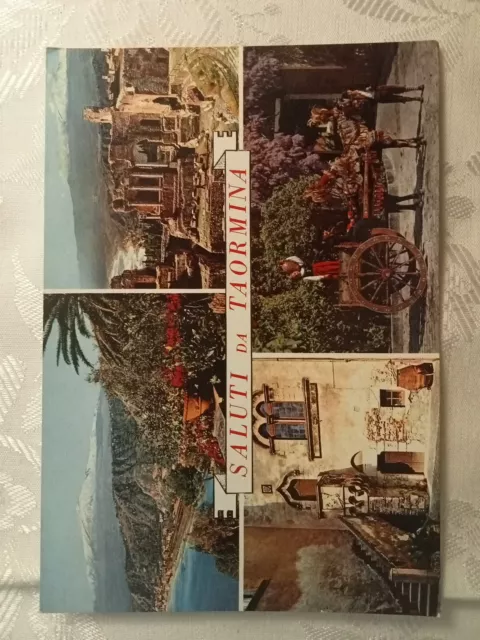 Cartolina Antica Saluti Da Taormina Messina Viaggiata