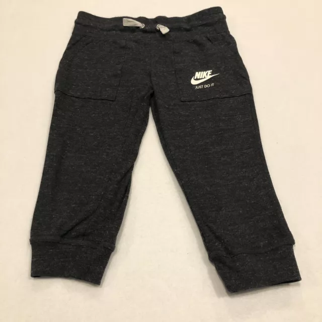 Nike Pants Girls Small Gray White Sweat Pants Just Do It Logo Youth Kids