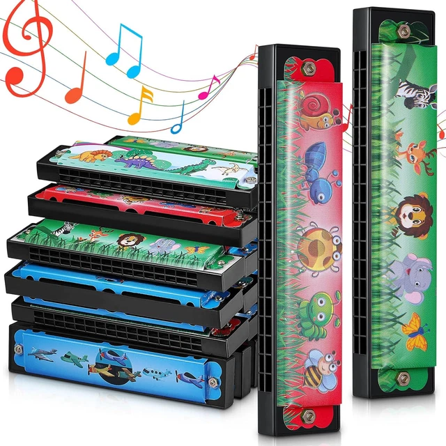 Fiada 30 Pcs Harmonica 16 Holes Harmonicas Musical Instrument Toy Gift Cartoon